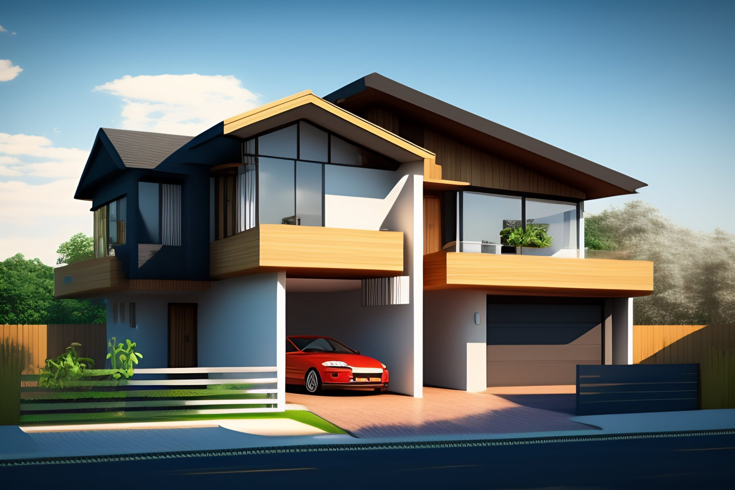 house-with-red-car-front-it